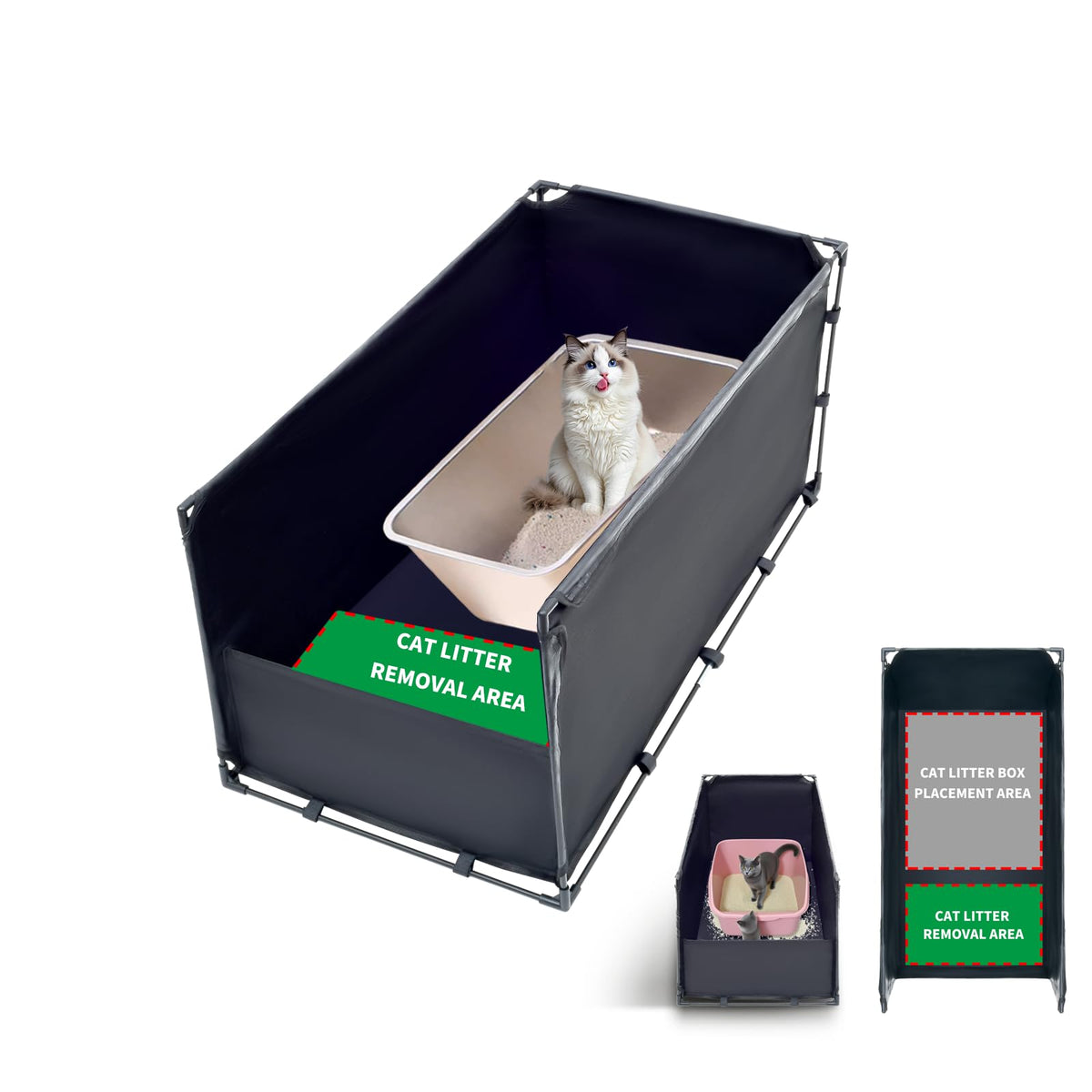 OCMML bac litière extra large couvert — espace généreux pour chats
