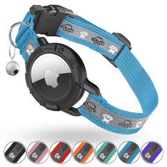 Collier Odokele AirTag réfléchissant pour chat bleu XS, visibilité nocturne accrue