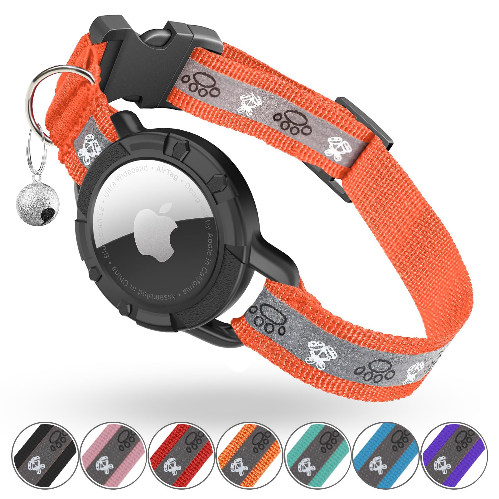 Odokele Collier AirTag pour chat orange XS, aperçu du design confortable.