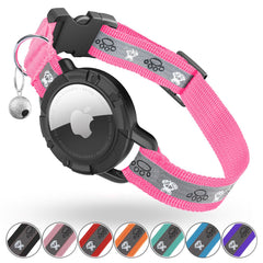 Collier Odokele AirTag intégré hotpink, sécurité renforcée et identification nocturne.