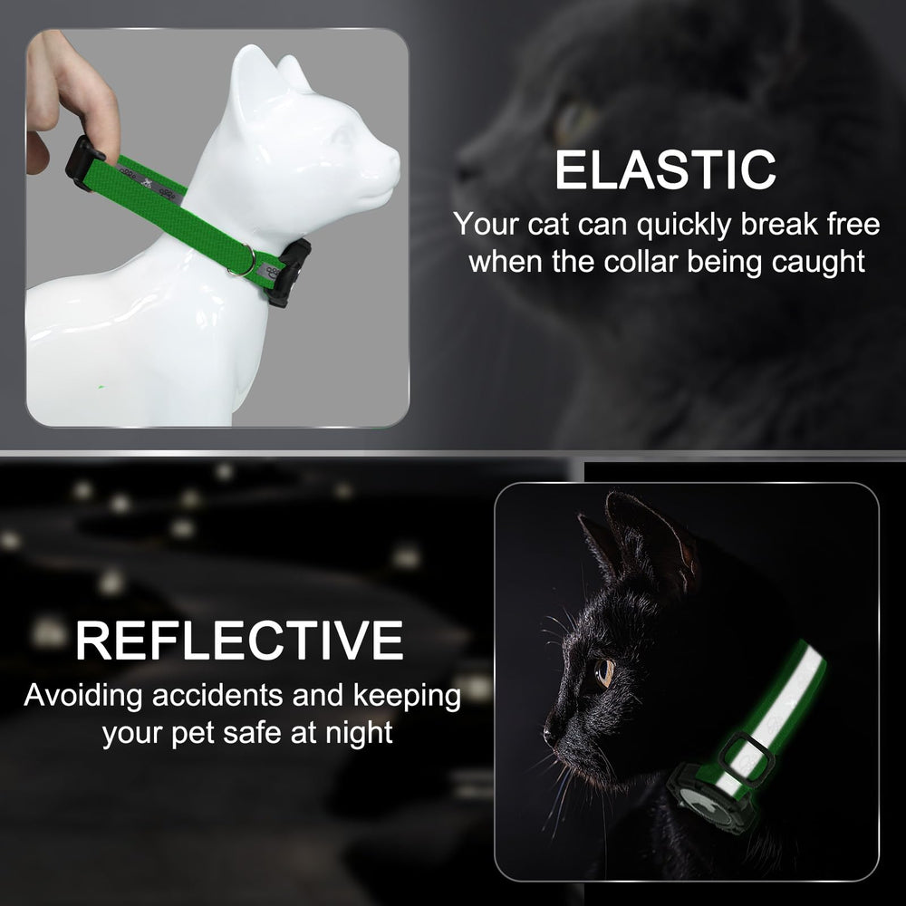 Collier Odokele pour chat avec élastique et bandes réfléchissantes.