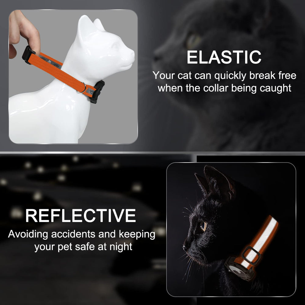 Odokele collier chat reflechissant et elastique orange, visibilité nocturne et liberté