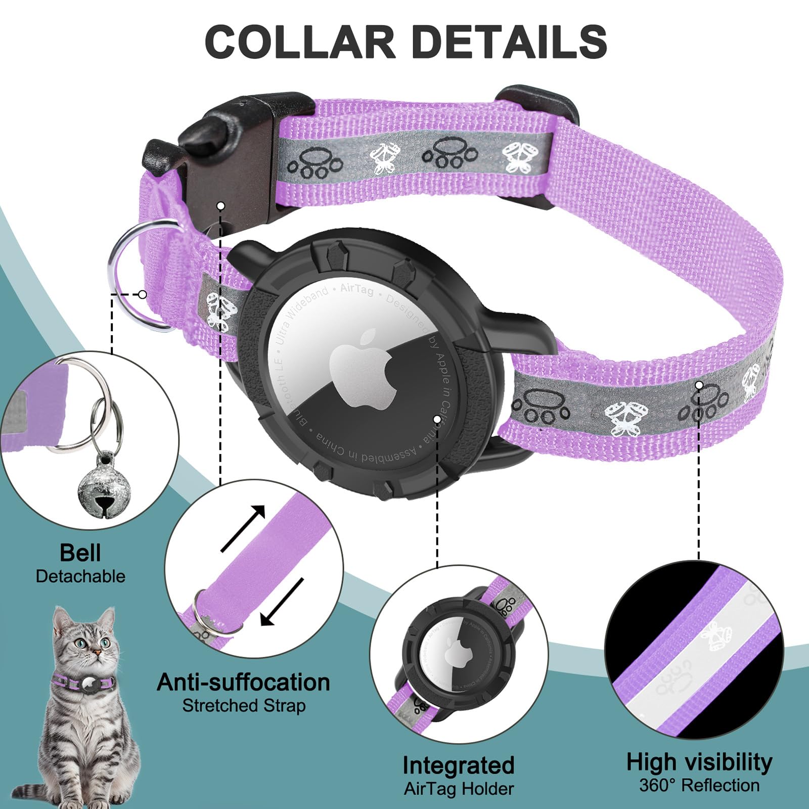 Odokele collier tailles XS et S adapté pour chatons et petits chiens