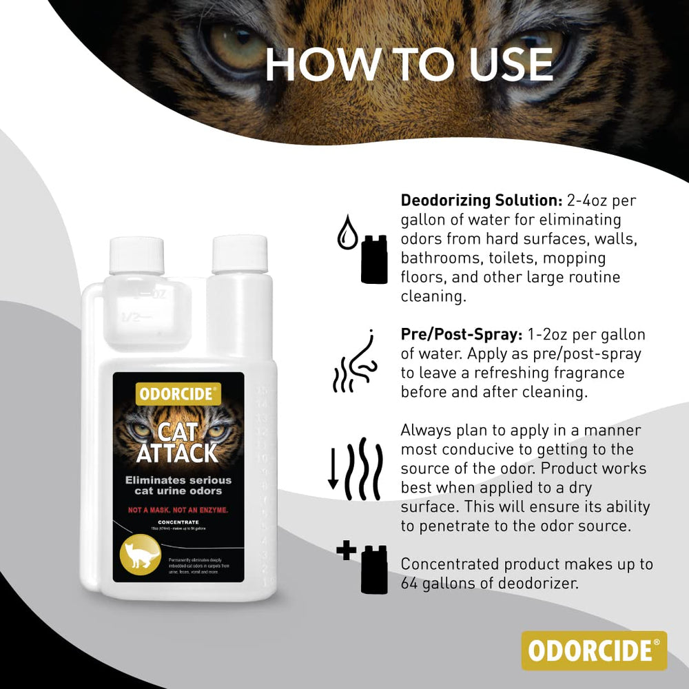 Capsule doseuse Odorcide Cat Attack Concentrate pour dilution facile.