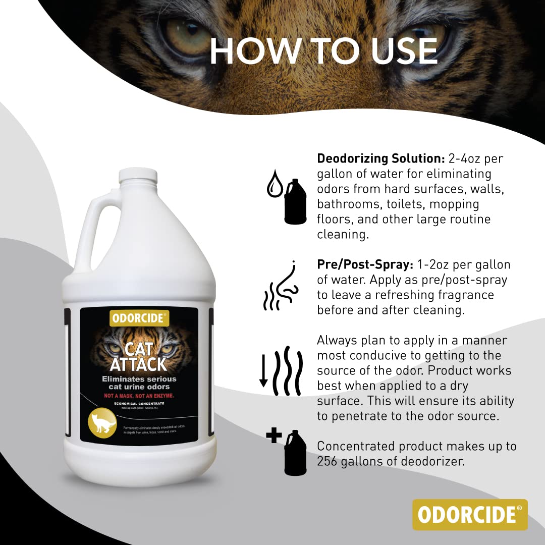 Odorcide Cat Attack — spray parfumé d’abricot et neutralisation d’odeurs.