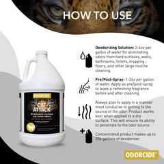 Odorcide Cat Attack — spray parfumé d’abricot et neutralisation d’odeurs.