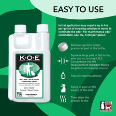Odorcide KOE, concentré pour cages-odeurs, agit en profondeur.