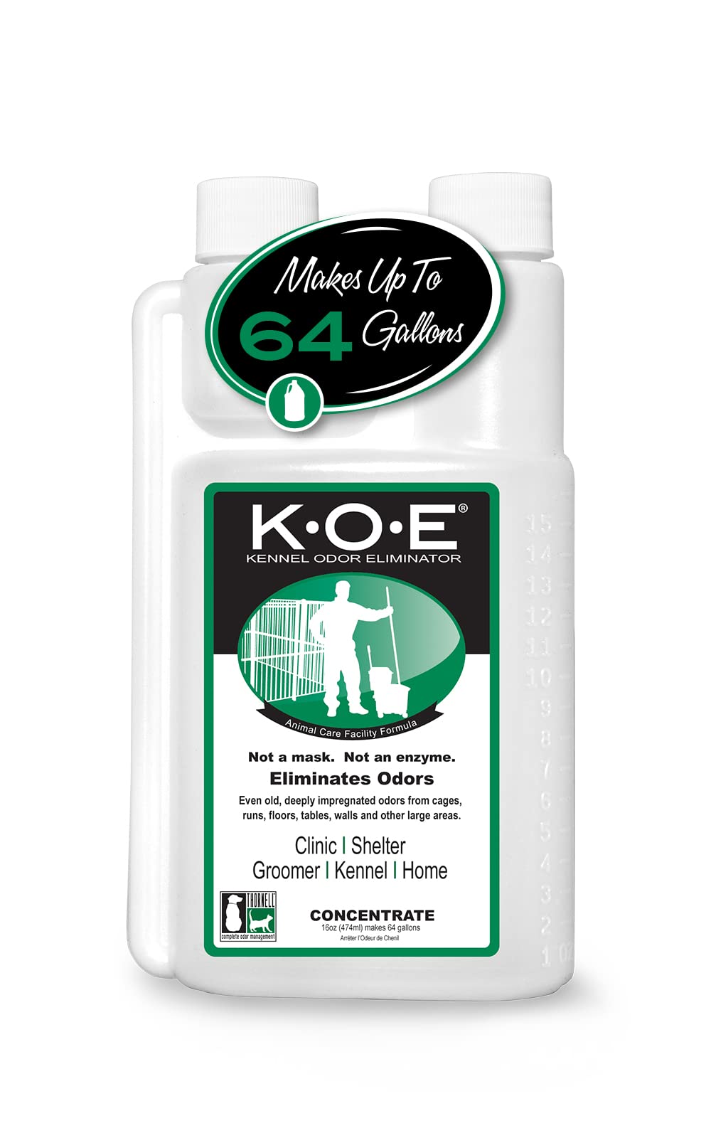 Odorcide KOE, concentré pour kennel, élimination efficace des odeurs des cages.