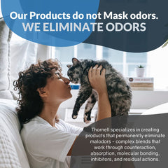 Odorcide Thornell Cat Odor-Off, zone autour de la litière fraîche et propre.