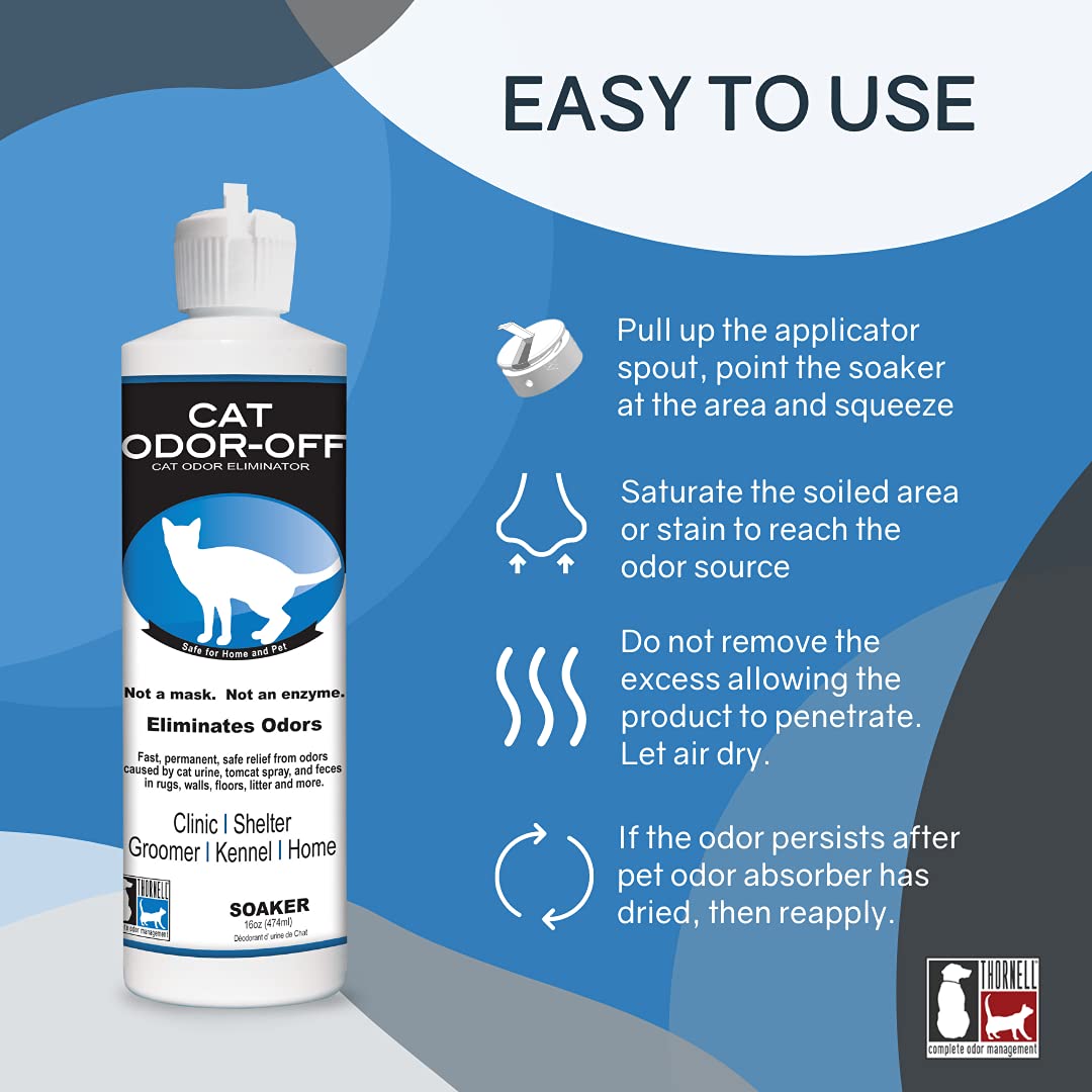 Odorcide Thornell Cat Odor-Off, spray pratique pour traiter la tache d’urine sur tapis.