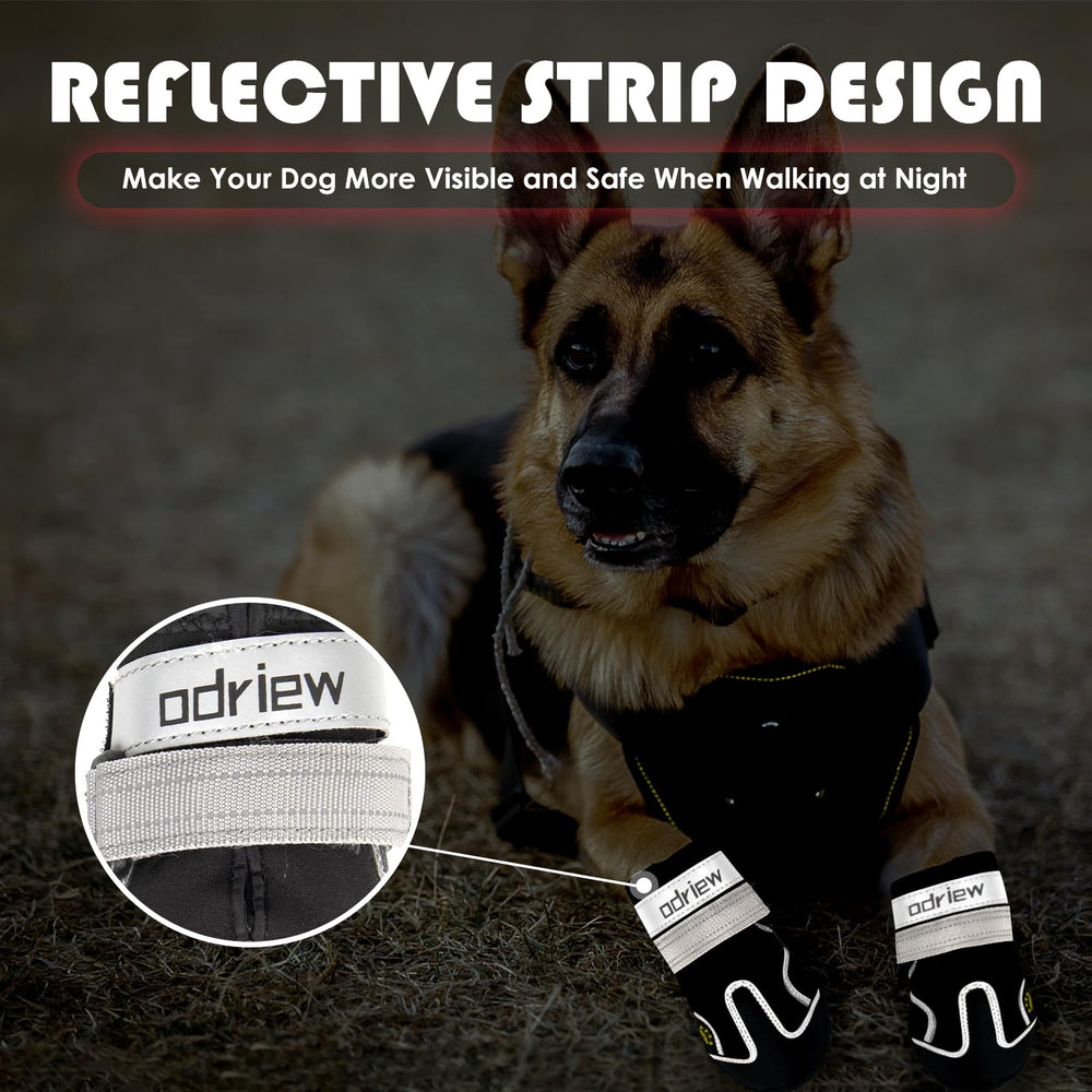 Bottes pour chien ODRIEW, bandes réfléchissantes visibles de nuit.