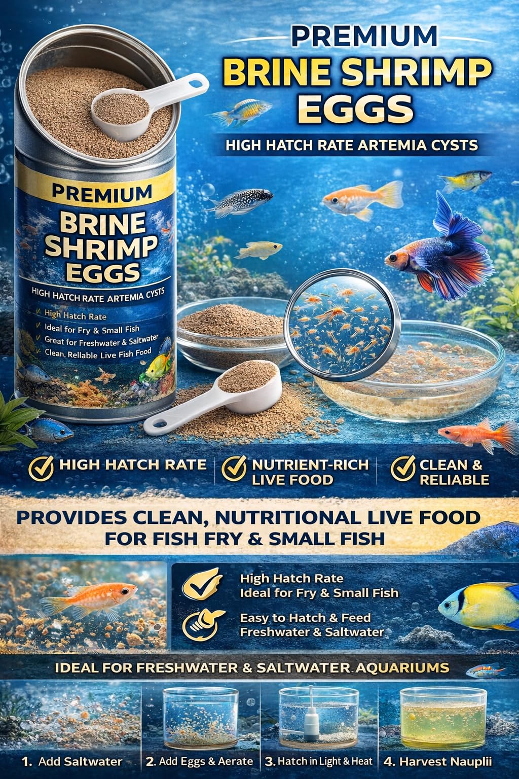Œufs-crevettes-brines-premium flacon clair pour éclosion efficace