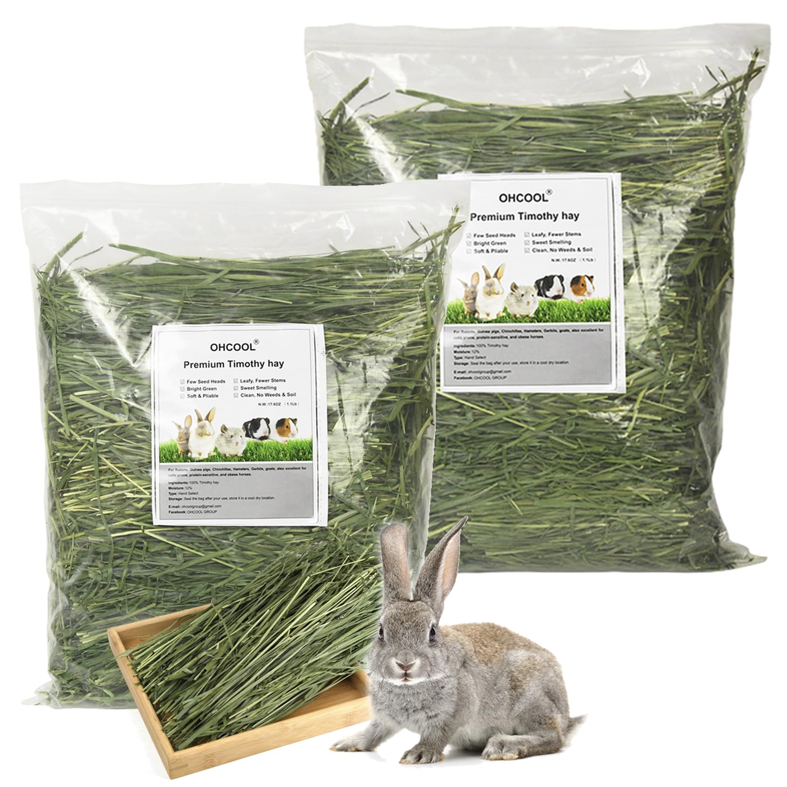 Ohcool Foin Timothe Lapins – sachets 1,1 livre, pratique pour stockage.