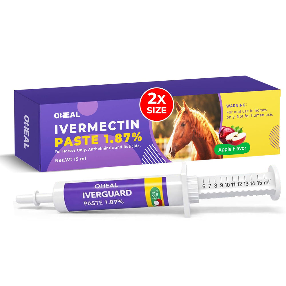 OHEAL IverGuard Pâte 15 mL: tube précis pour chevaux jusqu’à 1 400 kg.