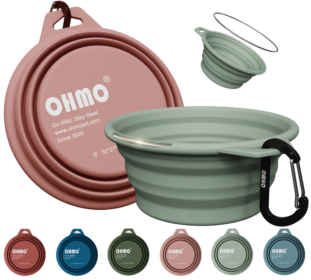 OHMO bol d'eau pliable pour chien, capacité 400 ml, parfait pour les randonnées.