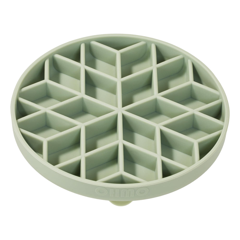 OHMO Bol Lent en silicone vert sauge, favorise une alimentation plus lente et sûre.