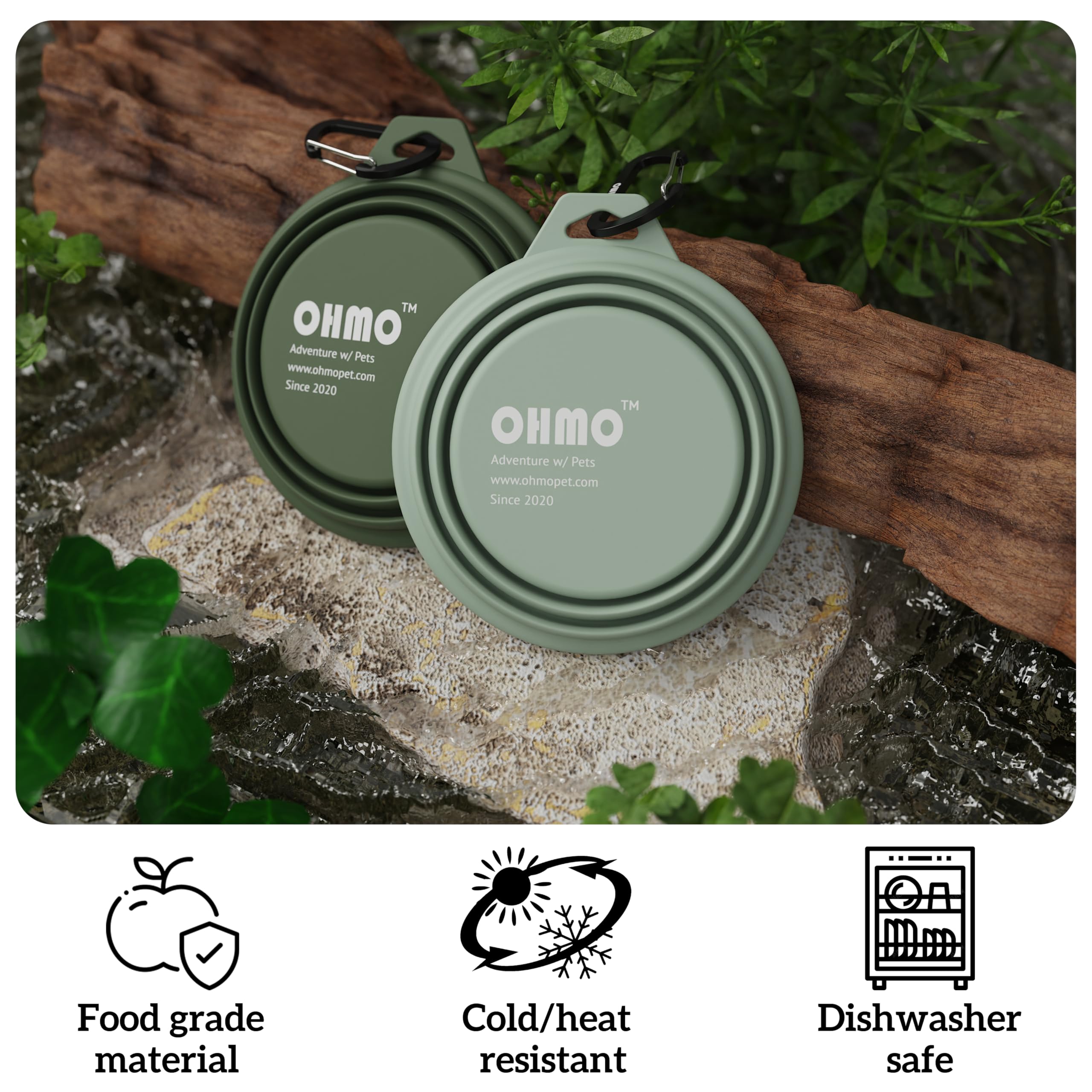 OHMO coupelle pliante à accrocher sac à dos, pratique en voyage.