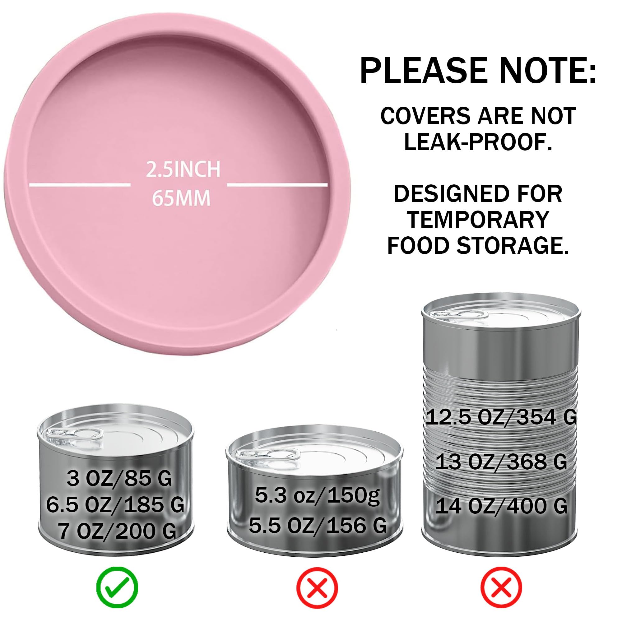 OHMO: couvercle silicone 65mm pour boîtes chat 3oz, rose, ajuste parfaitement.