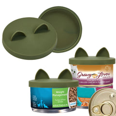 OHMO paquets-deux-couvercles-silicone-chat-3oz-camo-vert: refermer rapidement les petites boîtes.