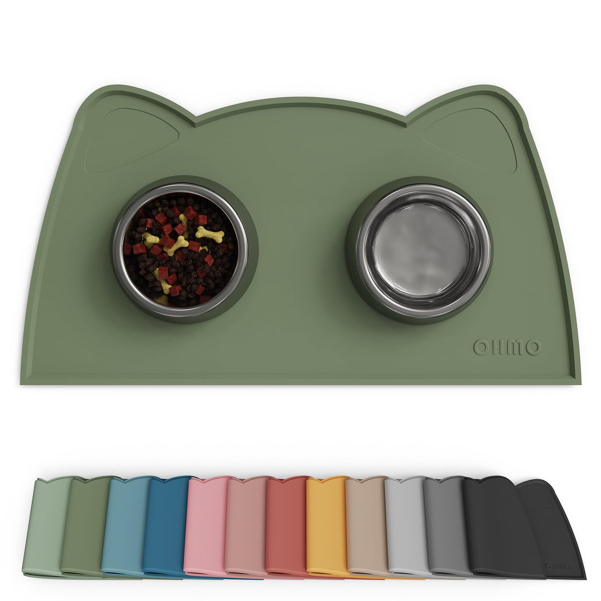 OHMO tapis alimentaire camouflage vert, vue d’ensemble, protège le sol.