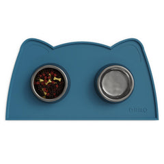 OHMO tapis alimentation chat bleu turquoise, stabilité et propreté des repas.
