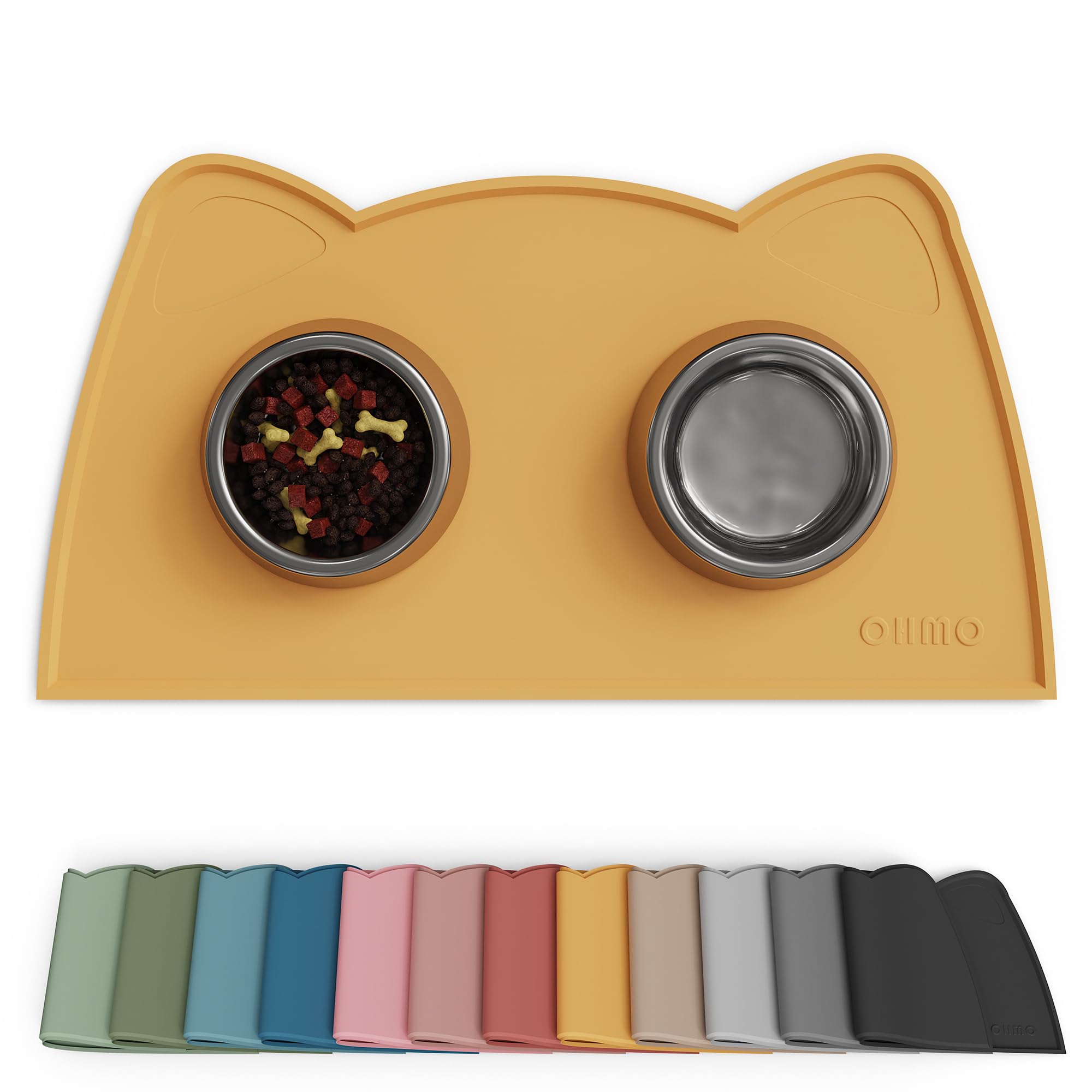 OHMO tapis alimentation chat miel, surface douce et sans glisse, pour éviter les éclaboussures.