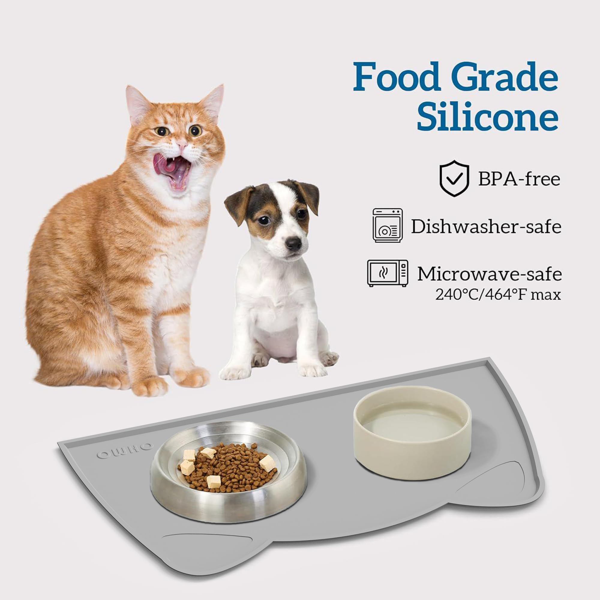 OHMO tapis alimentation chat, silicone etanche et facile a nettoyer.