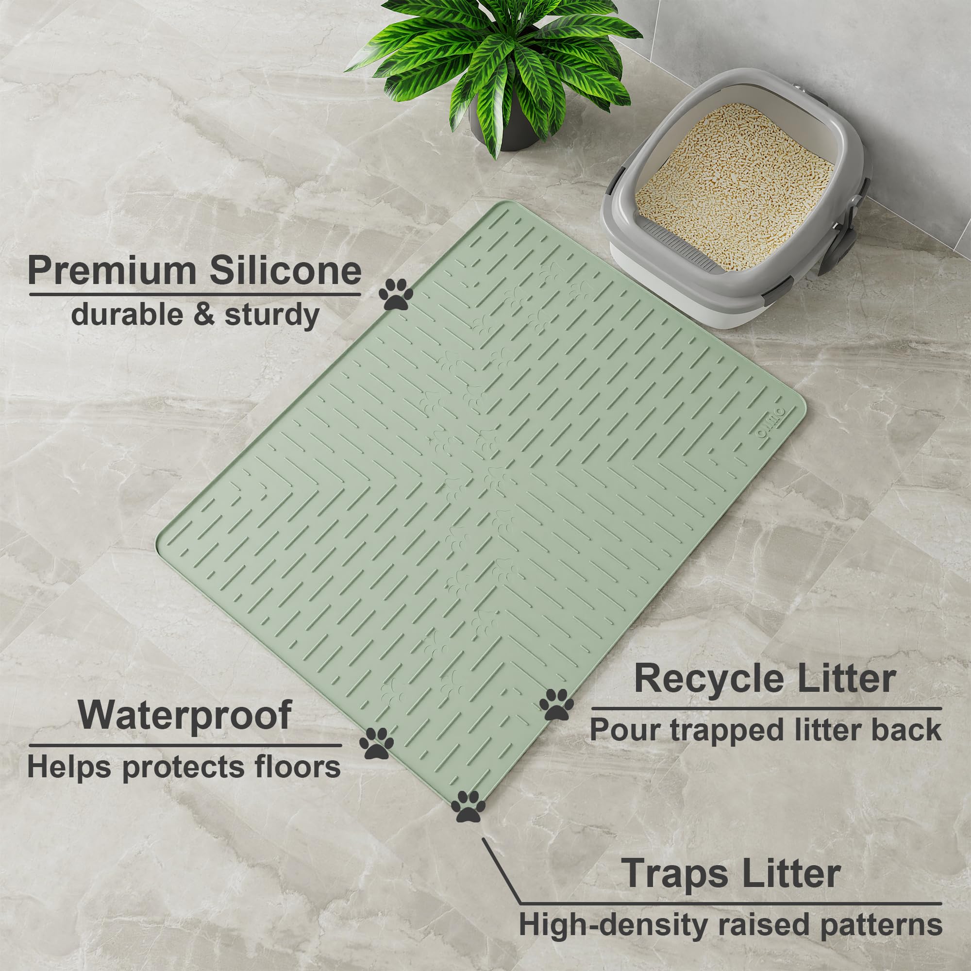 OHMO tapis litière rainures intérieures piègent la litière pour un nettoyage plus facile