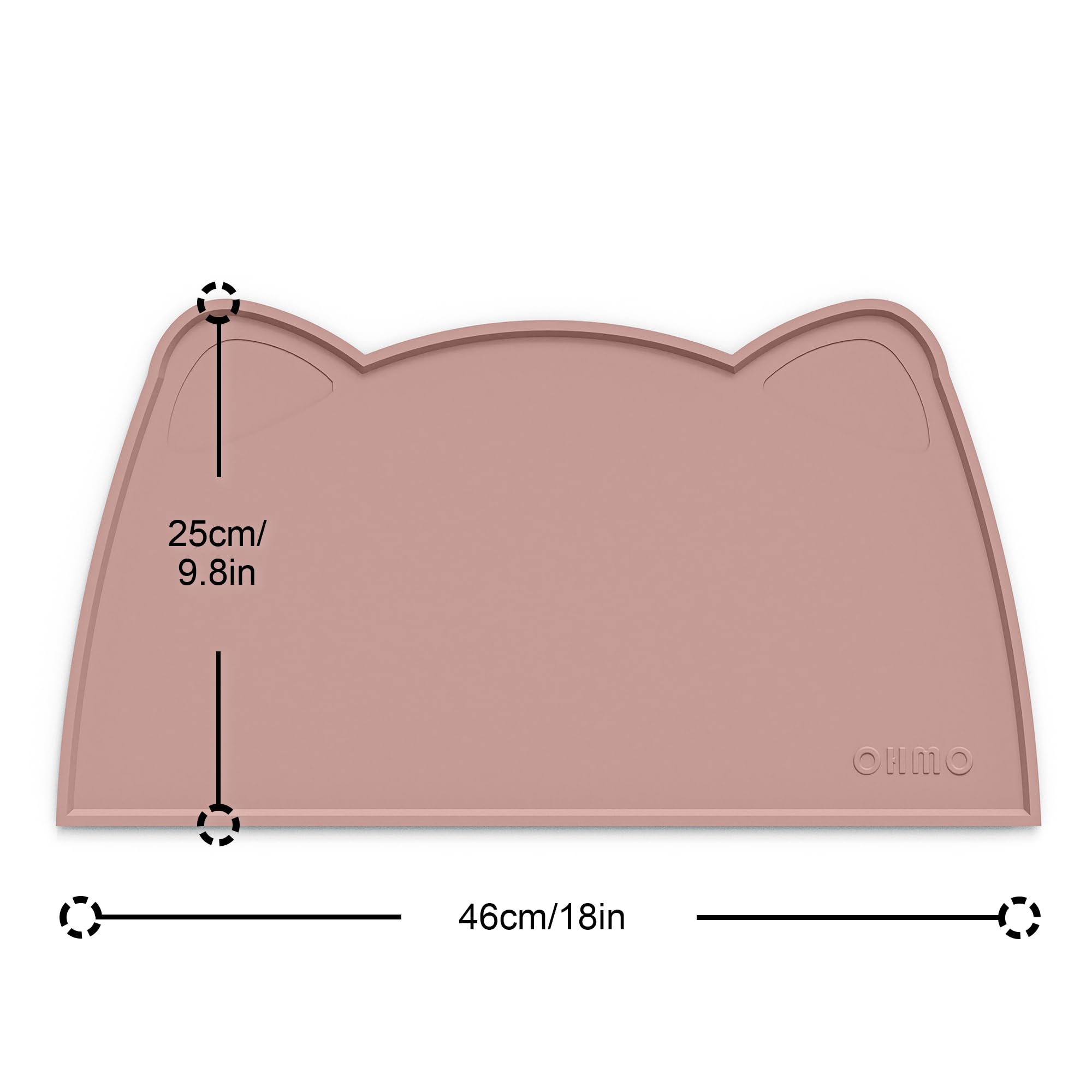 OHMO tapis chat en silicone rose, bord relevé évitant les éclaboussures.