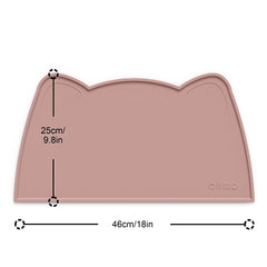 OHMO tapis chat en silicone rose, bord relevé évitant les éclaboussures.