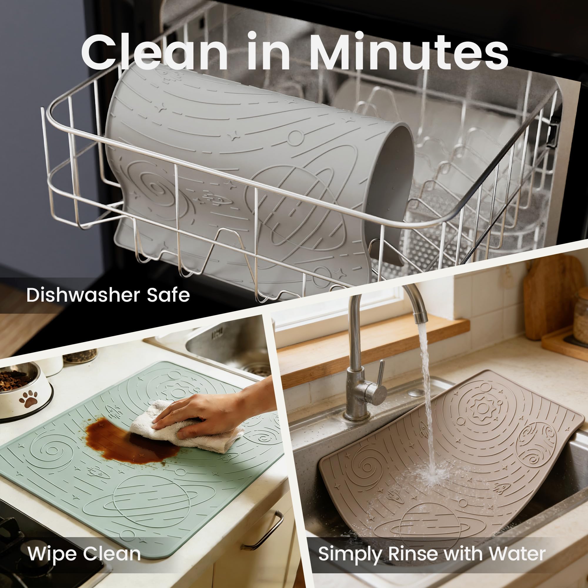 OHMO tapis-nourriture-silicone-flexible-emmagasinage : facile à ranger après utilisation.