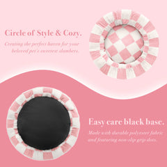 Lit Ohocut ronde 30 po rose, espace généreux pour petits chiens.