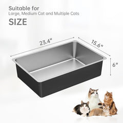 Litière Ohtomber inox face ouverte, accès facilité pour chats de toutes tailles