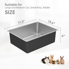 Ohtomber litière inox avec bords hauts de 6 pouces pour limiter les éclaboussures.