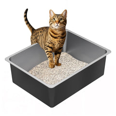 Ohtomber litière inoxydable avec intérieur spacieux pour chats et lapins.