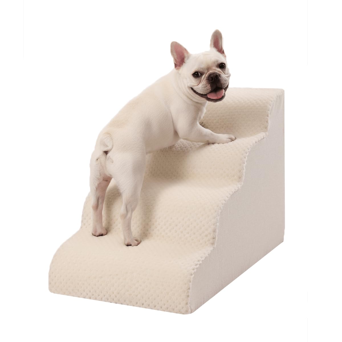 Escalier Oiilores pour chien petit, 19 po, quatre étapes, accès facilité au lit.