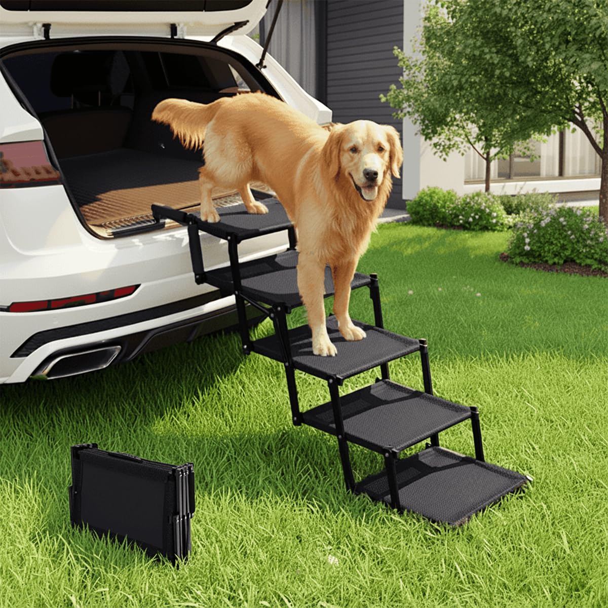 Oiilores Escalier chi es pliable à 5 étapes pour voiture, accessibilité accrue.