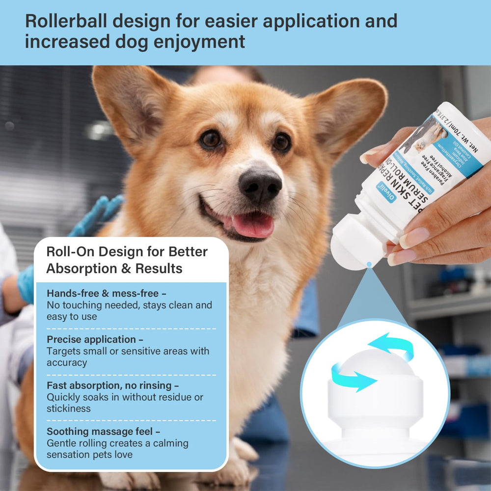 Apaisement des démangeaisons avec le roll-on Oivolii pour chiens et chats.