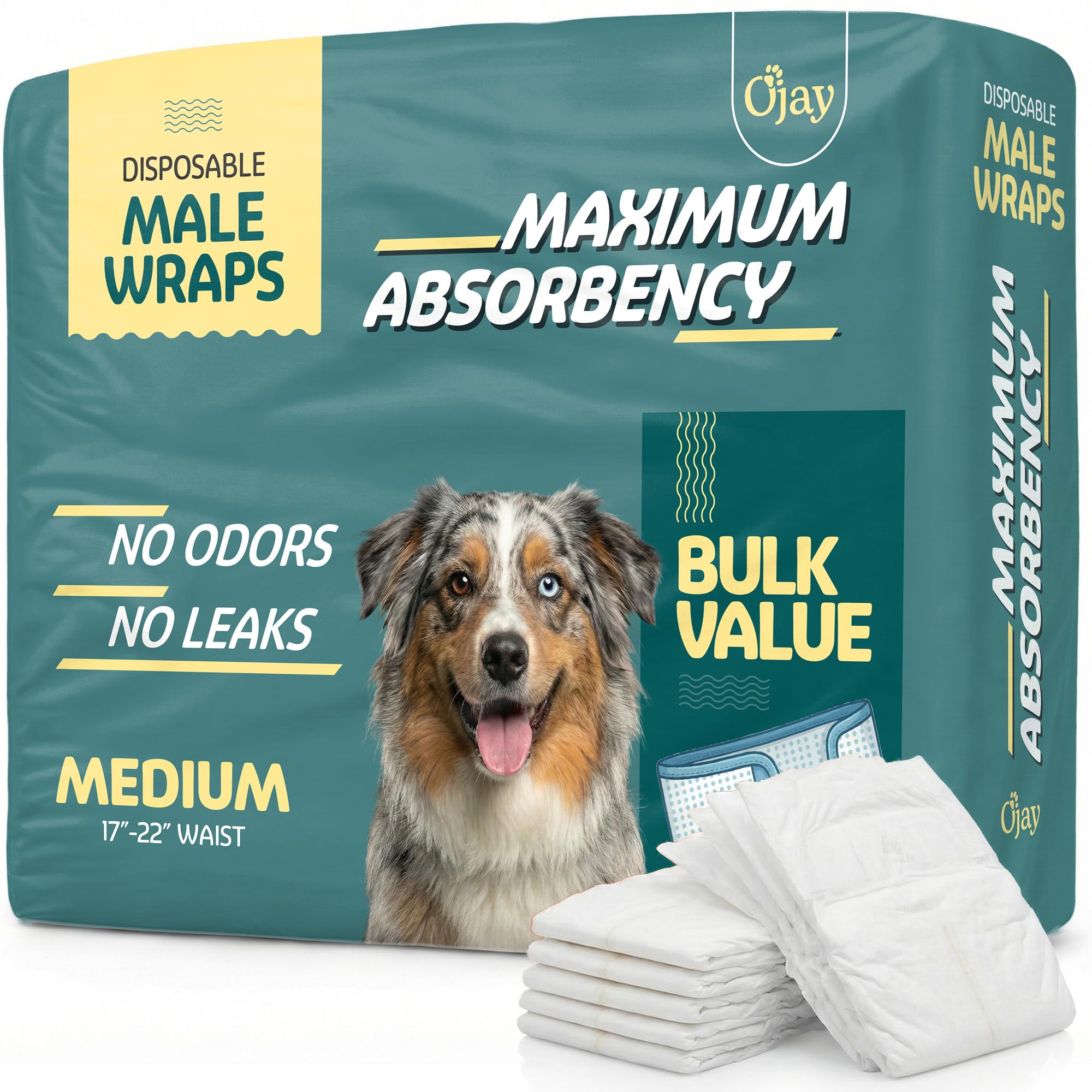 O'JAY couches chien mâle avec absorption maximale pour plus de propreté.