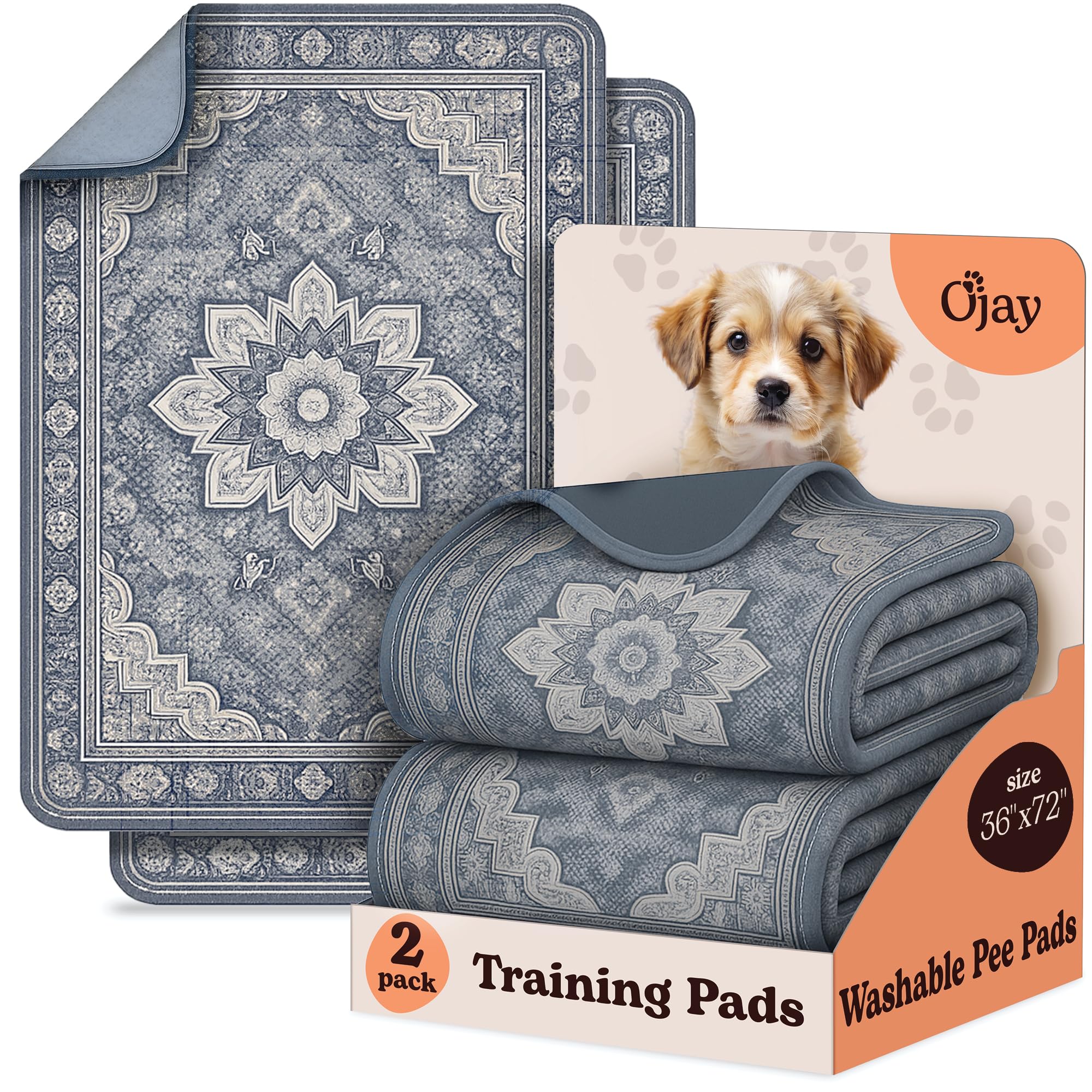 Tapis Pipi O'JAY absorbant et lavable, idéal pour l'entraînement des chiots.