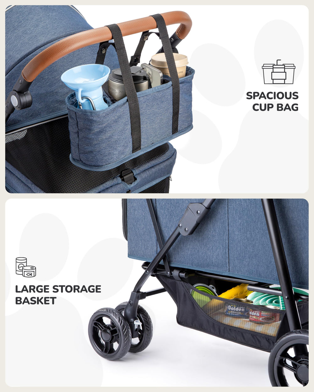 ojcme-poussette-chien-roues-stables: roulements robustes pour terrains variés.