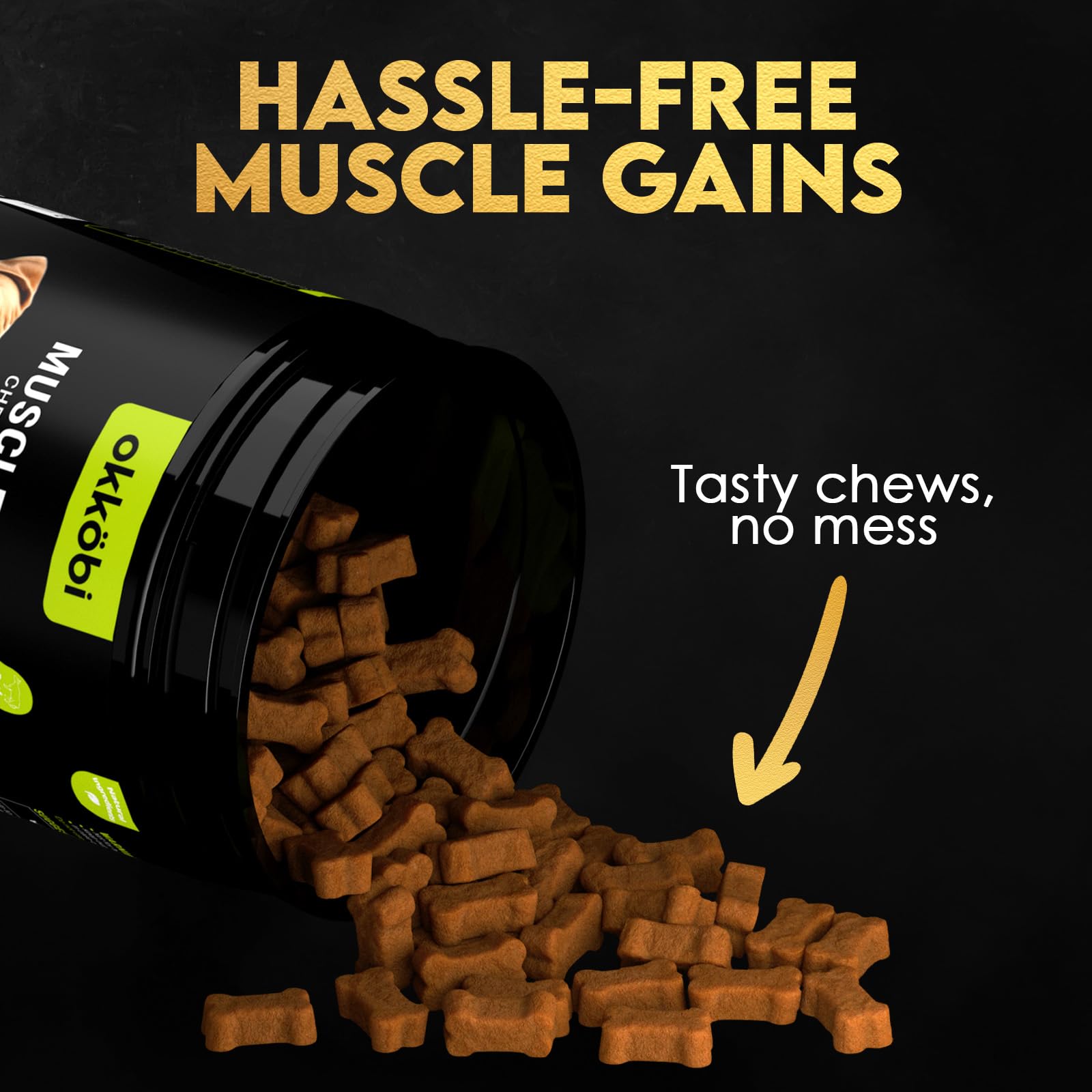 OKKÖBI 11-en-1 bouchées muscle, emballage pratique pour l’alimentation quotidienne.