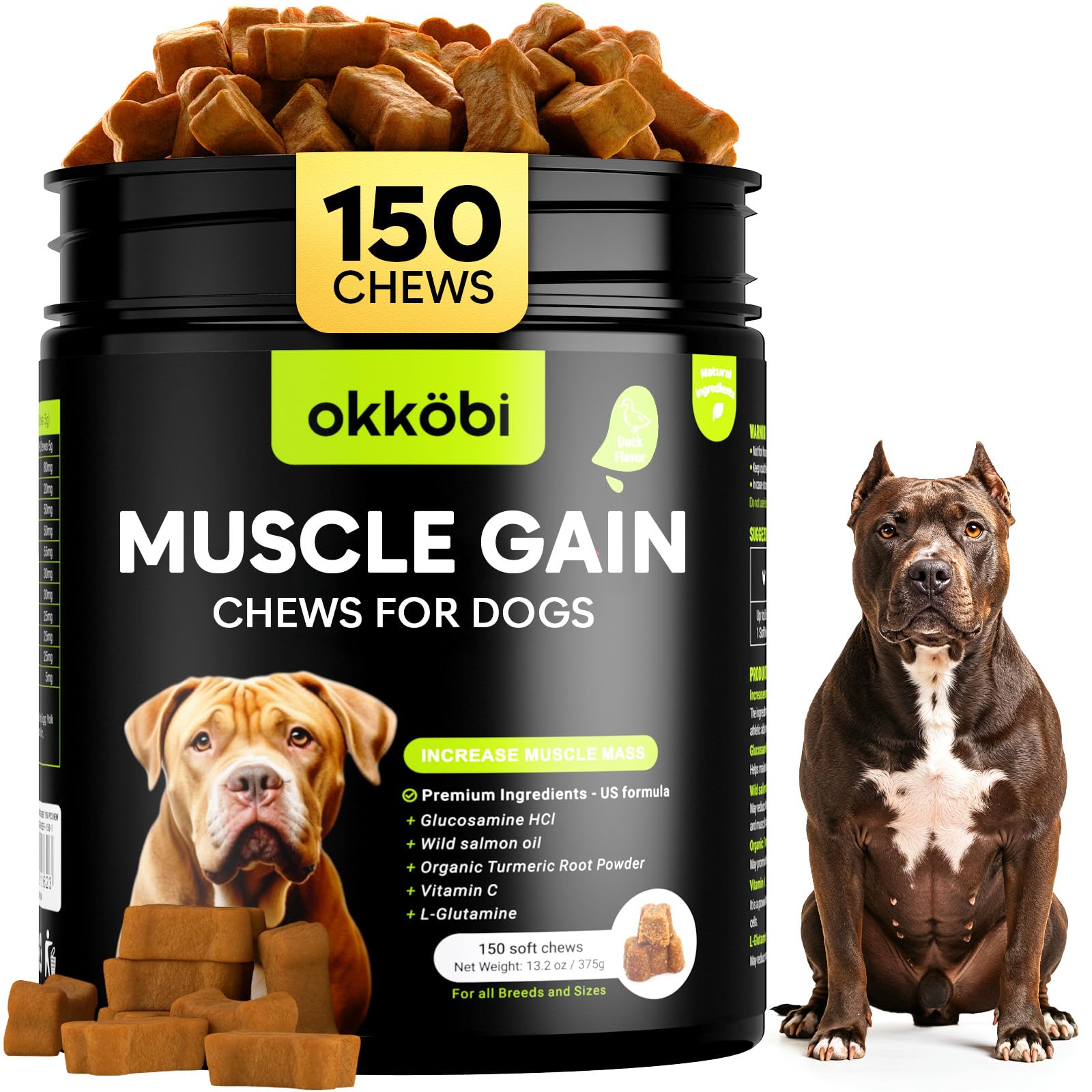 OKKÖBI 11-en-1 bouchées muscle, texture appétissante pour soutenir l'activité musculaire.