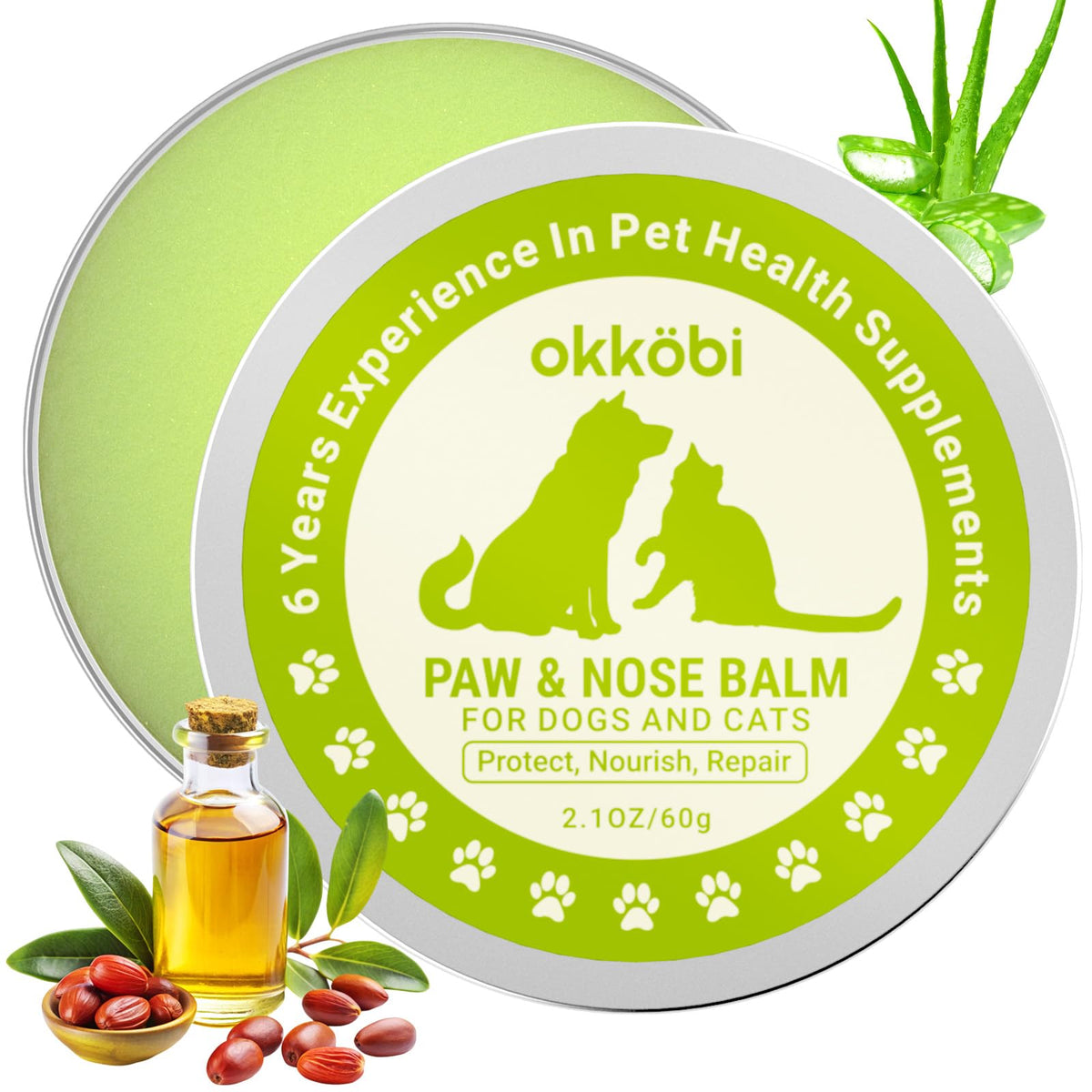 OKKÖBI baume-pattes-nez pour chiens et chats, hydratation rapide
