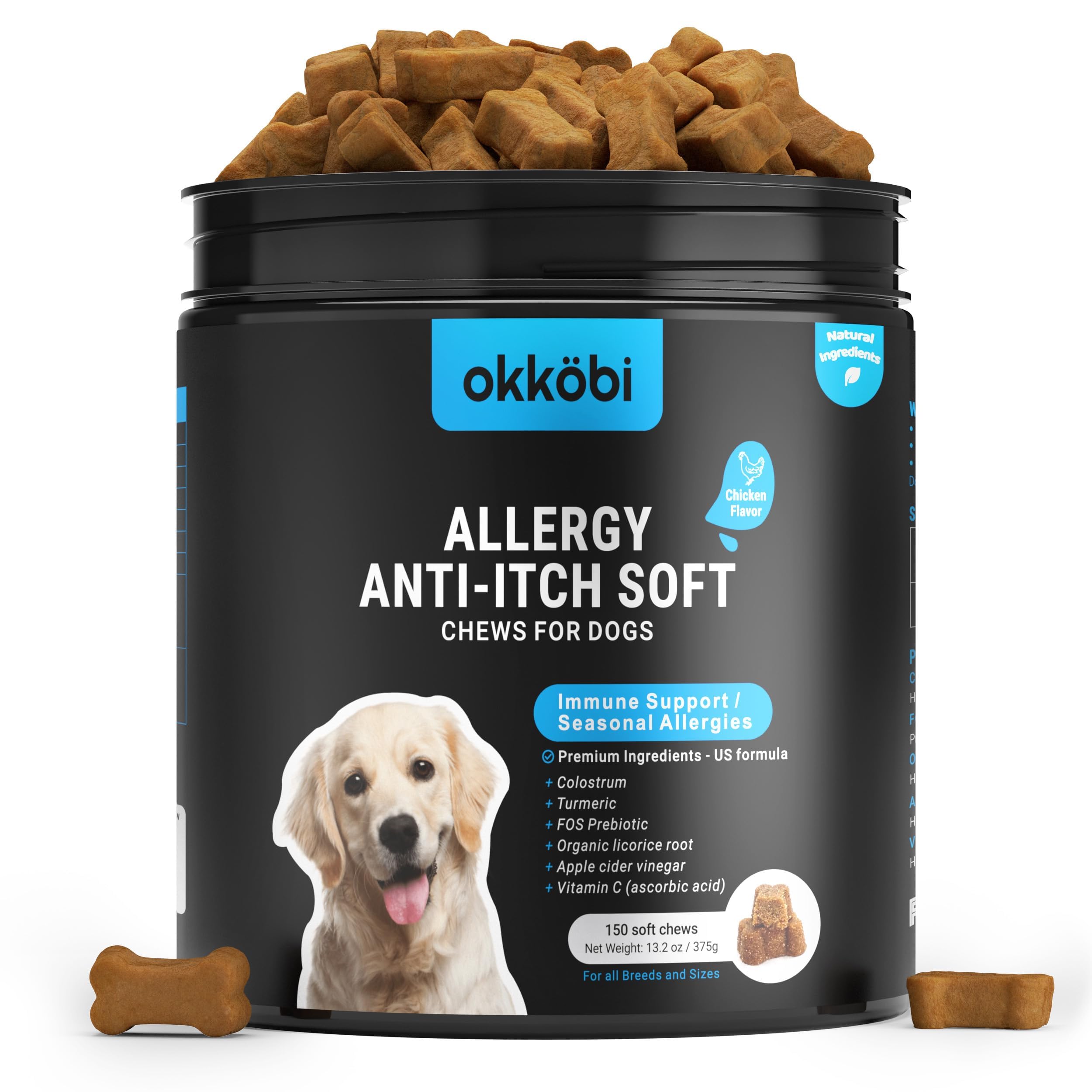OKKÖBI friandises allergie chien - emballage attrayant pour le confort quotidien.