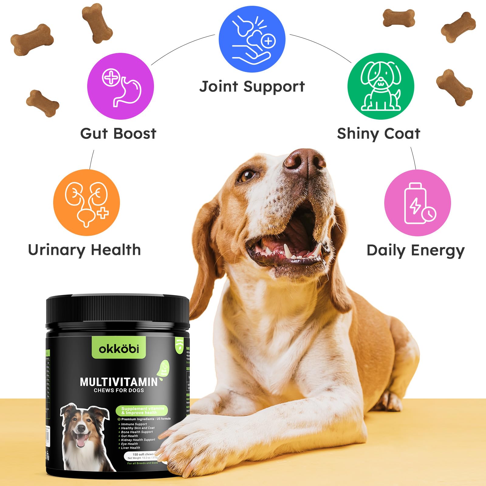 OKKÖBI pour chien, soutien digestif grâce aux probiotiques.