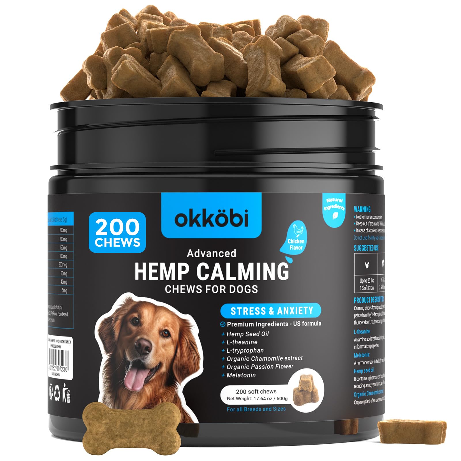 OKKÖBI friandises apaisantes chien poulet pour calme rapide