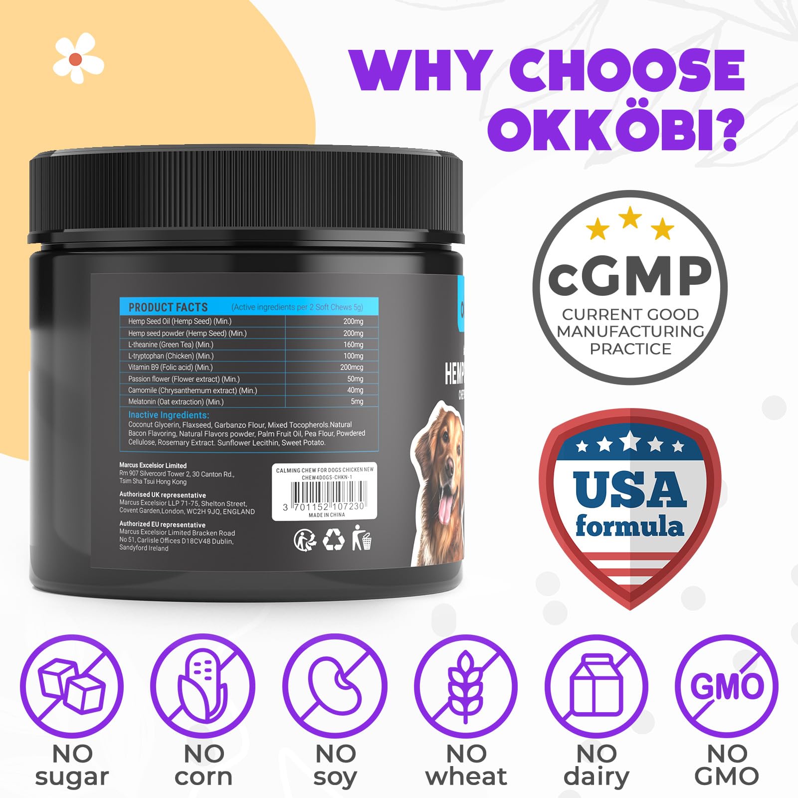 OKKÖBI friandises apaisantes pour trajets chien