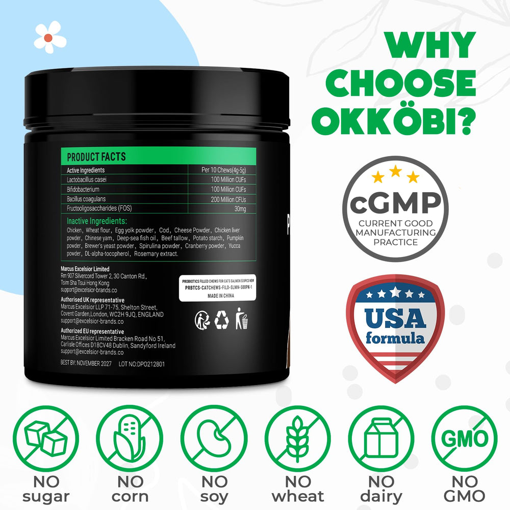 OKKÖBI probiotiques pour chats – action rapide en 30 à 45 minutes