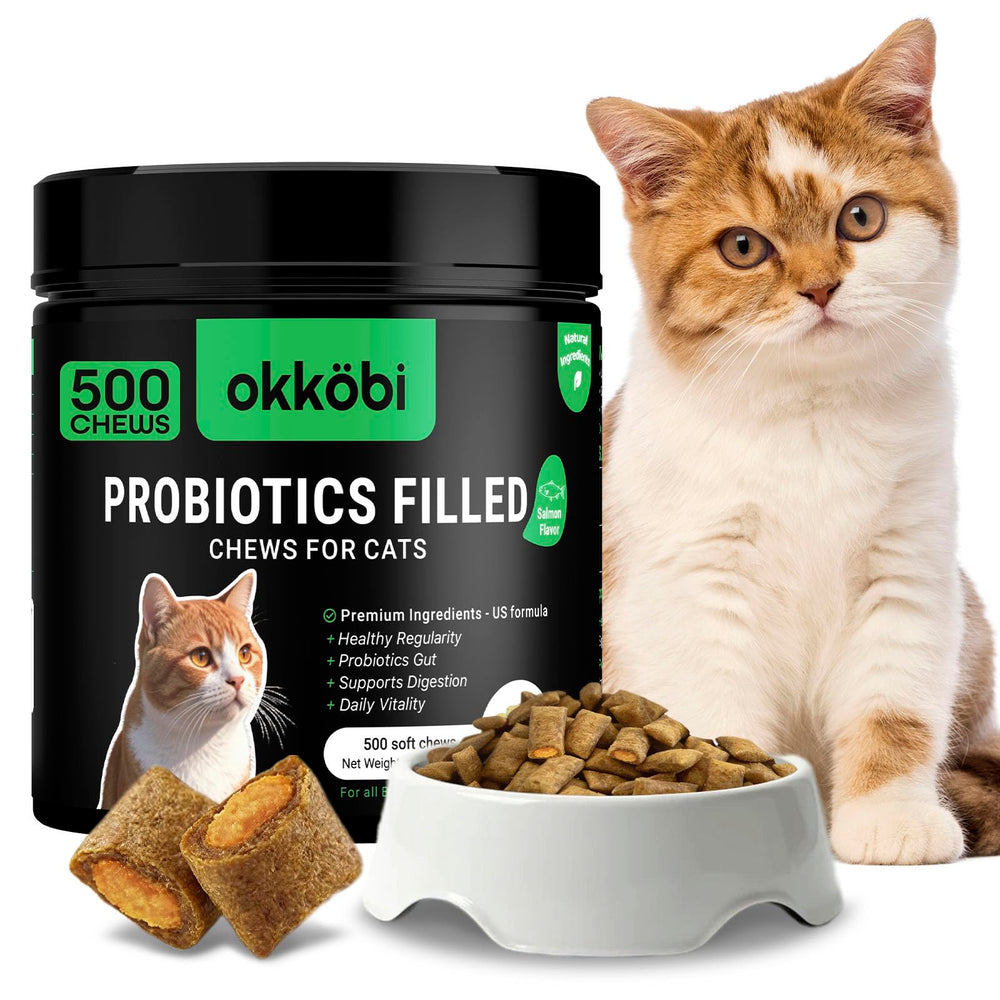 OKKÖBI probiotiques pour chats – emballage des bouchées au saumon